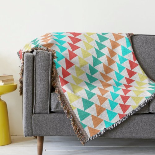 Retro Colors Triangle Mint Red Coral Abstract Throw Blanket