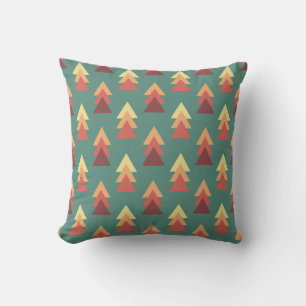 Retro Colors Triangles Throw Pillow