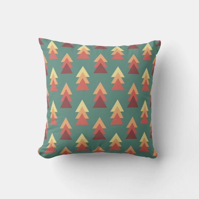 Retro Colors Triangles Throw Pillow (Front)