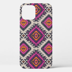 Retro colors, tribal Navajo design. iPhone 12 Case