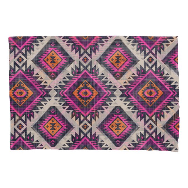 Retro colors, tribal Navajo design. Pillow Case (Front)