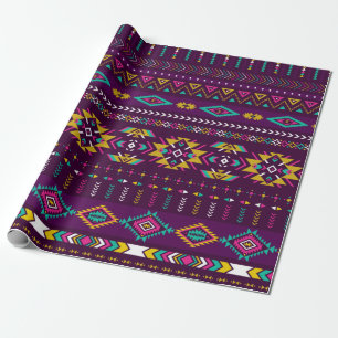 retro colors tribal vintage seamless navajo patter wrapping paper