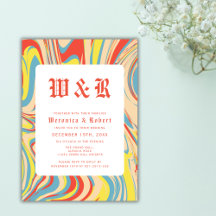 Retro Colourful Monogram Wedding