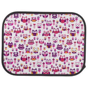 retro colourful owl bird pattern car mat