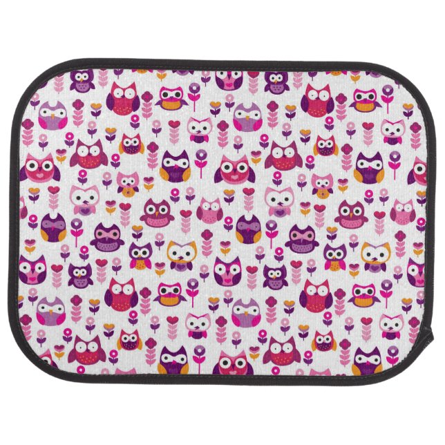 retro colourful owl bird pattern car mat (Rear)
