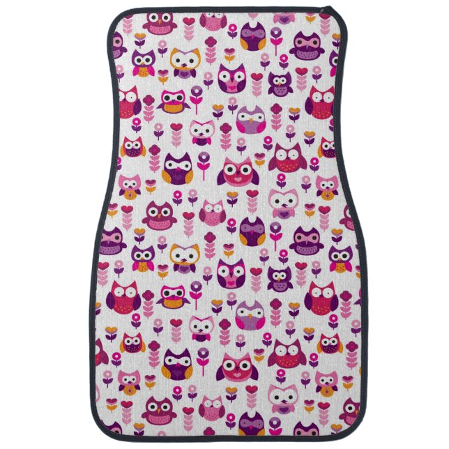 retro colourful owl bird pattern car mat (Front)