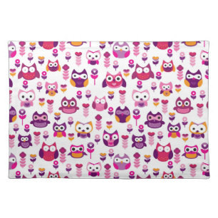 retro colourful owl bird pattern cloth placemat