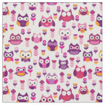 retro colourful owl bird pattern fabric