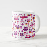 retro colourful owl bird pattern giant coffee mug