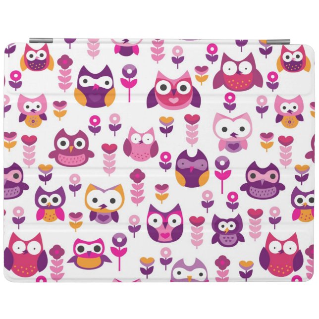 retro colourful owl bird pattern iPad smart cover (Horizontal)