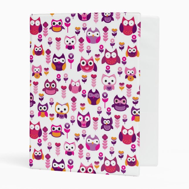 retro colourful owl bird pattern mini binder (Front/Inside)