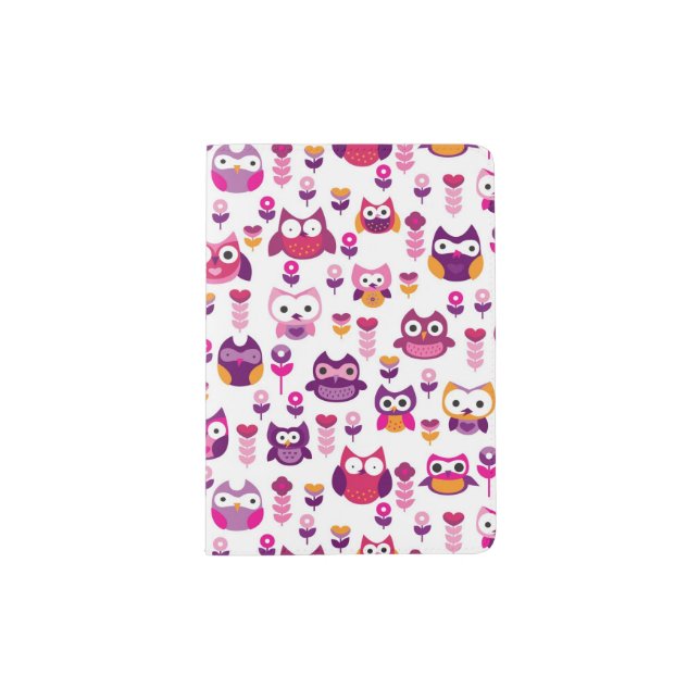 retro colourful owl bird pattern passport holder (Front)