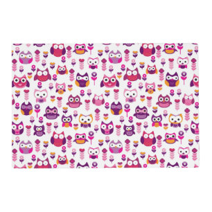 retro colourful owl bird pattern placemat