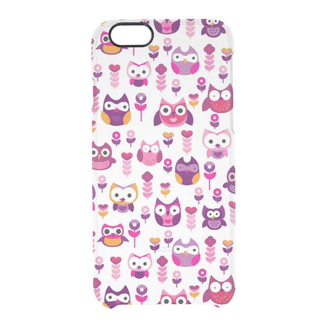 retro colourful owl bird pattern uncommon iPhone case (Back)