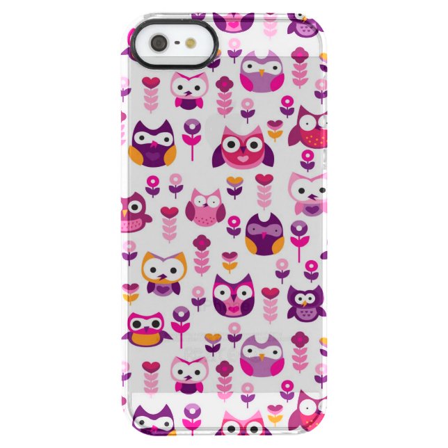retro colourful owl bird pattern uncommon iPhone case (Back)
