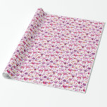 retro colourful owl bird pattern wrapping paper