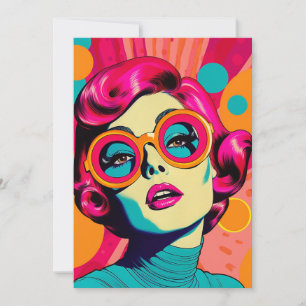 Retro colourful style invitation, woman invitation