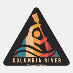 Retro Columbia River Kayaking Triangle Sticker