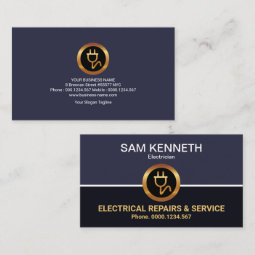 Retro Column Faux Gold Power Plug Electrician Business Card | Zazzle