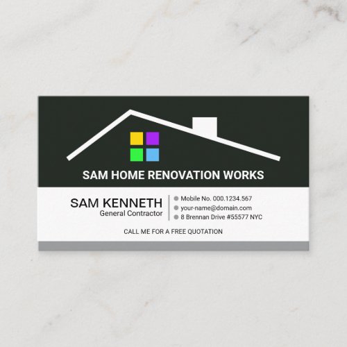 Retro Column Home Repair Construction Business Card