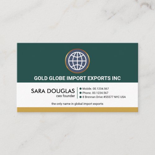 Retro Column Layers Gold Globe CEO Owner Startup Business Card