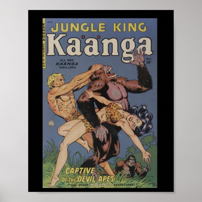 Retro Comic Book Cover Jungle Ape Pin Up Poster (Front)