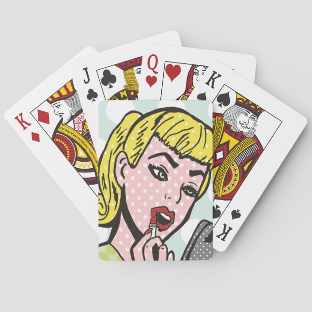 Retro Comic Book Cutie Playing Cards (Back)