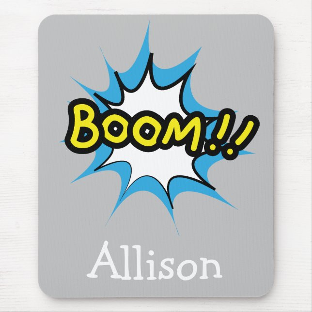 Retro Comic Book Gray Boom Mouse Pad (Front)