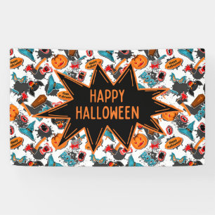 Retro Comic Book Halloween Banner
