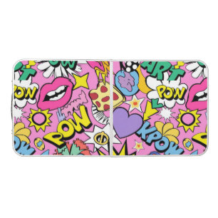 Retro Comic Book Pop Art Collage Beer Pong Table