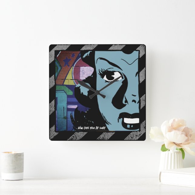 Retro Comic Book Pop Art Square Wall Clock (Home)
