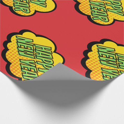 Retro Comic Book Style Happy New Year Wrapping Paper