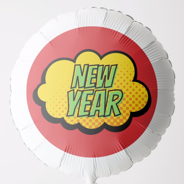 Retro Comic Book Style New Year Balloon (Front)