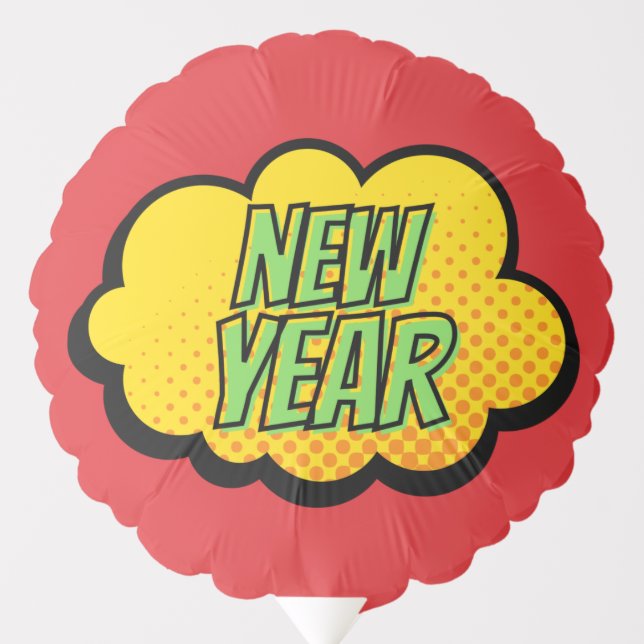 Retro Comic Book Style New Year Balloon (Front)