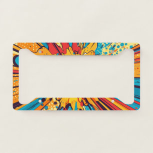 Retro Comic Book Yellow Explosion Pop Art License Plate Frame