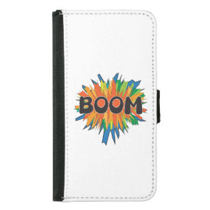 Retro Comic Boom Wallet Phone Case, Fun Pop Art Ex