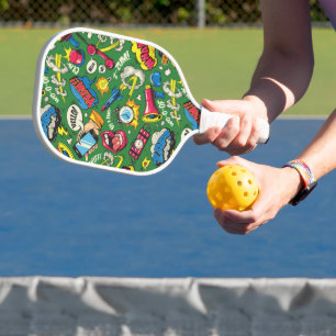 Retro Comic Chaos Pickleball Paddle