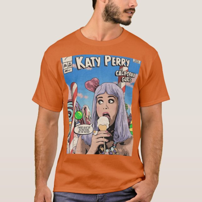 Retro Comic Cover Katy Perry Music Artwork caesium T-Shirt (Front)