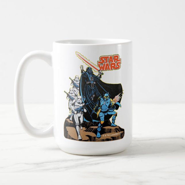 Retro Comic Darth Vader Star Wars Illustration Coffee Mug (Left)