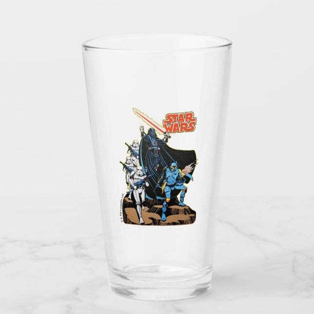 Retro Comic Darth Vader Star Wars Illustration Glass (Front)