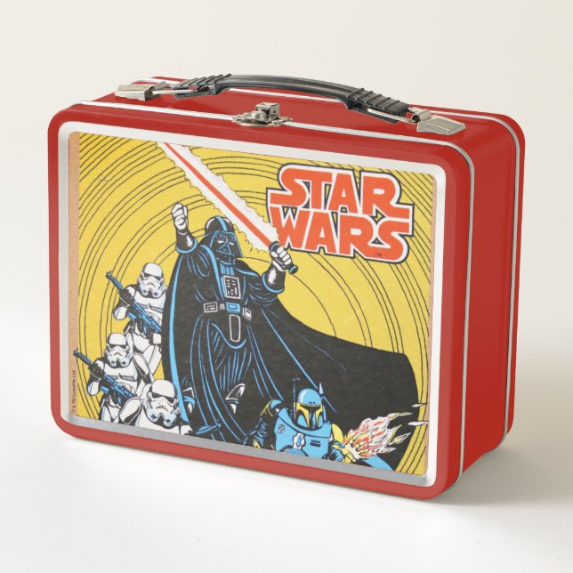 Retro Comic Darth Vader Star Wars Illustration Metal Lunch Box (Front)
