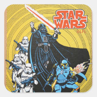 Retro Comic Darth Vader Star Wars Illustration Square Sticker