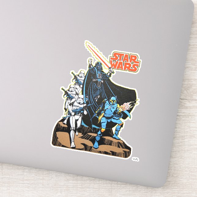 Retro Comic Darth Vader Star Wars Illustration Sticker (Detail)