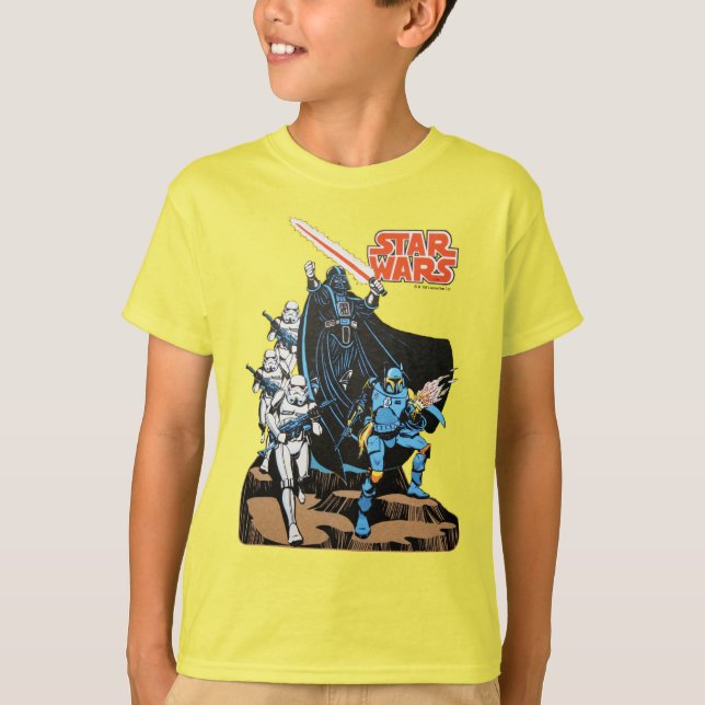Retro Comic Darth Vader Star Wars Illustration T-Shirt (Front)