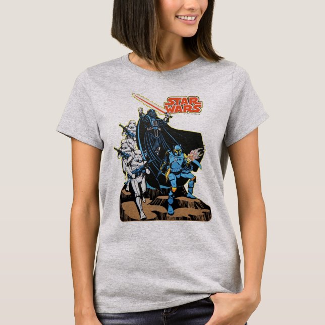 Retro Comic Darth Vader Star Wars Illustration T-Shirt (Front)