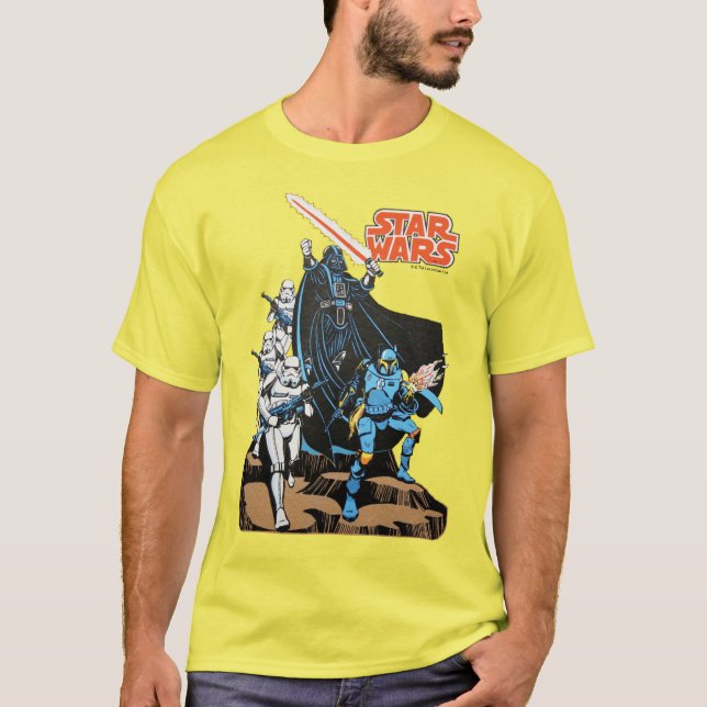 Retro Comic Darth Vader Star Wars Illustration T-Shirt (Front)