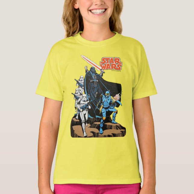 Retro Comic Darth Vader Star Wars Illustration T-Shirt (Front)
