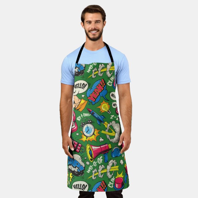 Retro Comic Explosion Pop Art Apron (Worn)