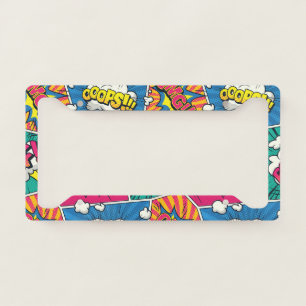 Retro Comic Explosion - Vibrant Pop Art License Plate Frame