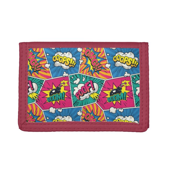 Retro Comic Explosions - Colorful Pop Art Design Trifold Wallet (Front)